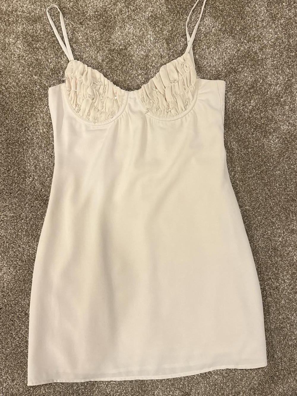 Meshki White Mini Slip Dress with Ruched Cups